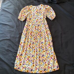 Old Navy Women’s Floral Midi Dress with Puff Sleeves Sz S Spring Cottagecore